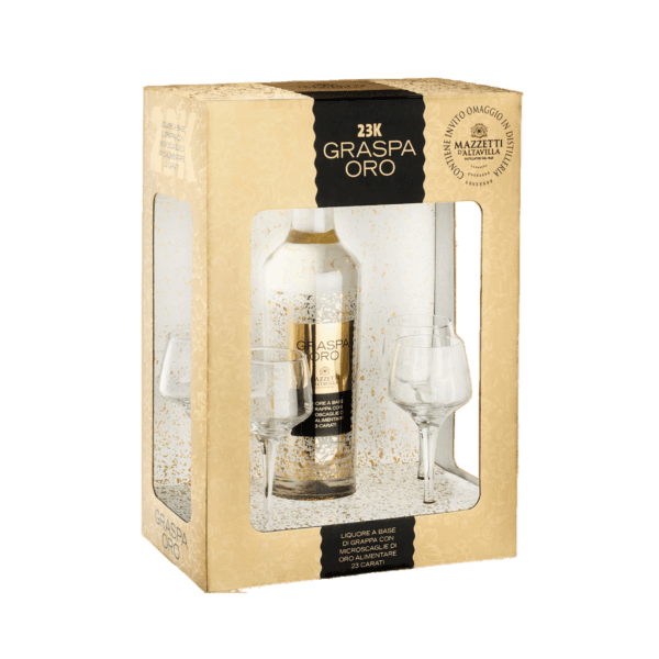 Grappa Oro di Mazzetti – 50cl + 2 calici