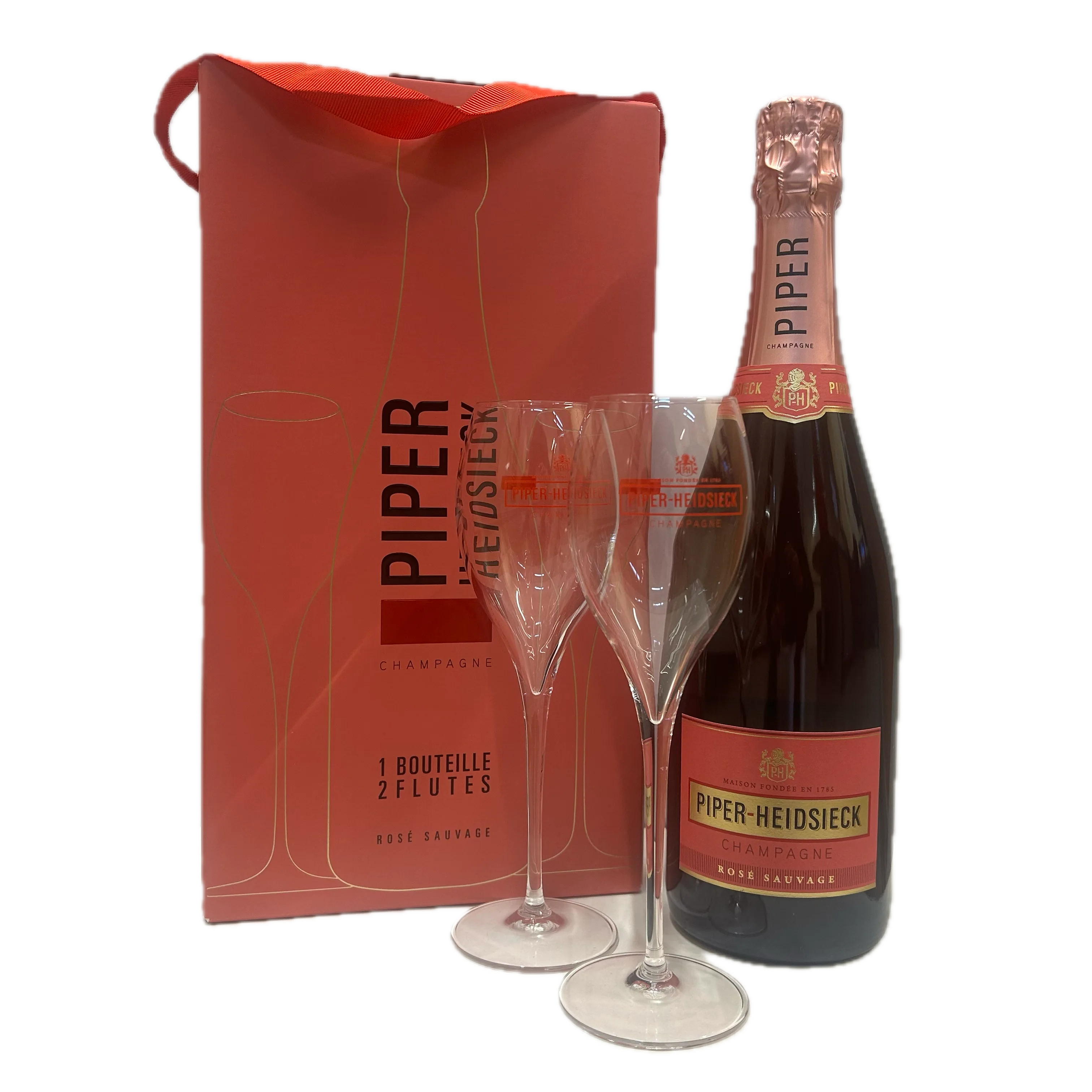 Champagner Piper Heidsieck Rosè Sauvage 2 Flöten - 75cl